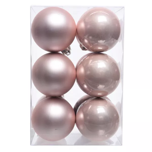Lot de 12 boules de No�l (D60 mm) Alpine Rose poudr�