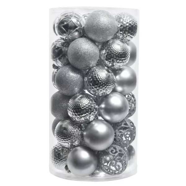 Lot de 37 boules de No�l (D60 mm) Alpine mix Argent