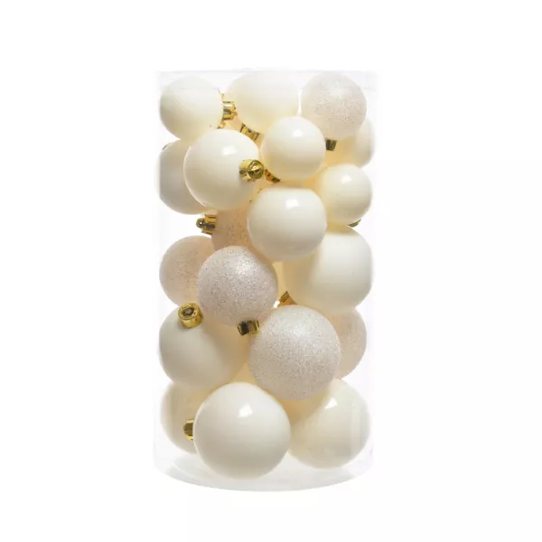 Confezione di  30 palline di Natale assortimento Alpine Bianco panna
