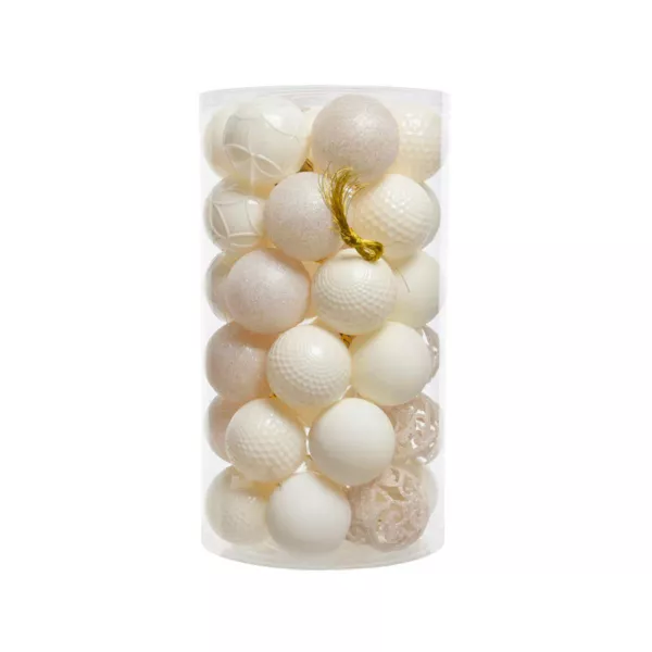 Set van 37 kerstballen (D60 mm) Alpine mix wolwit