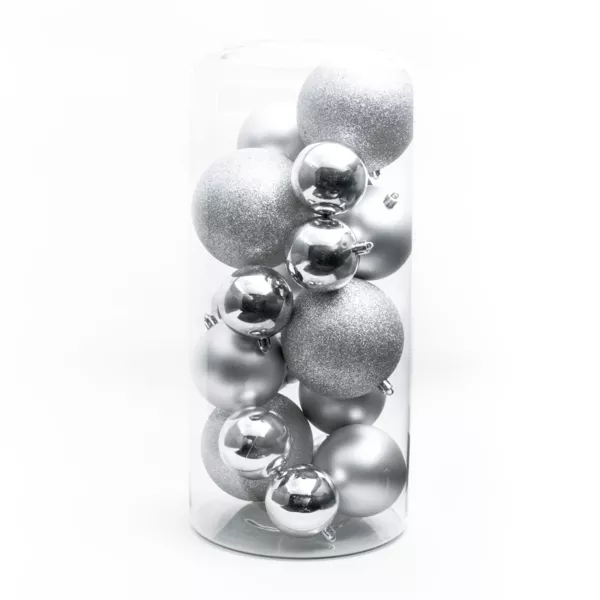 20er Set Weihnachtskugeln New Alpine Mix Silber