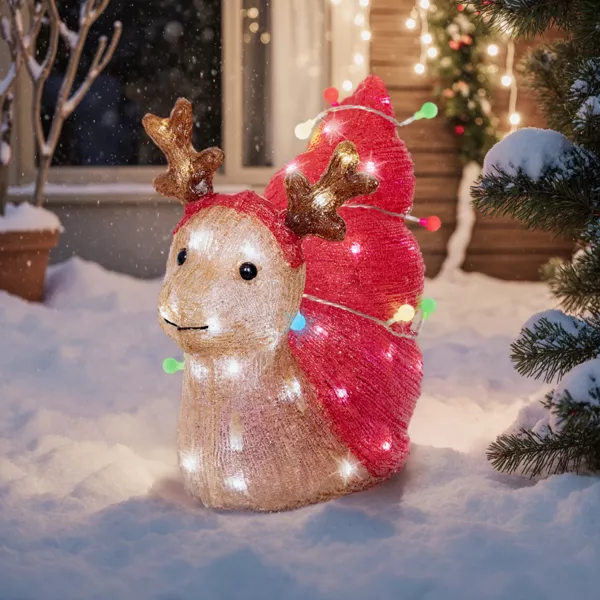 Escargot de No�l lumineux 70 LED (34 cm) Bruno Rouge et blanc froid