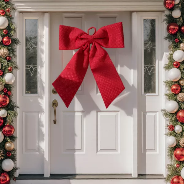 Reusachtige Kerststrik (H80 cm) Velvet Rood
