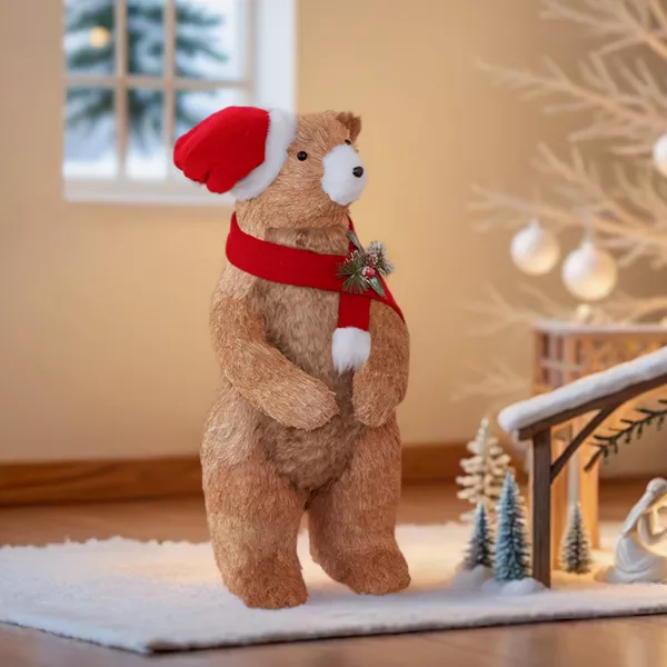 Dekorativer Holzb�r (H73 cm) Neugieriger Gulliver Hellbraun