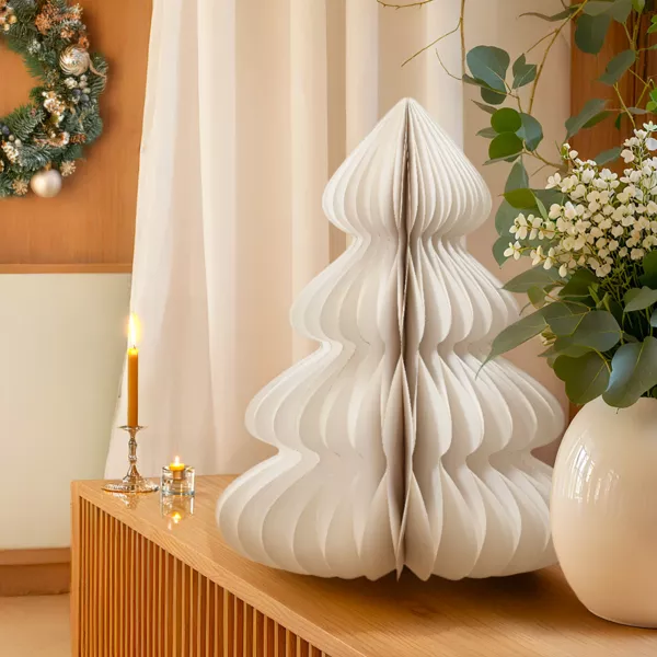 Albero di Natale in carta da posizionare (H60 cm) Chiusura Magnetica Bianca