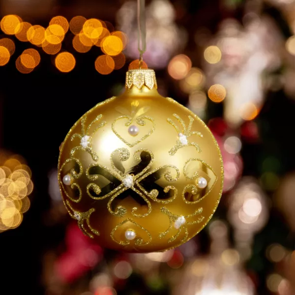 Set di 6 palline di Natale in vetro (D80 mm) Barocco Oro chiaro