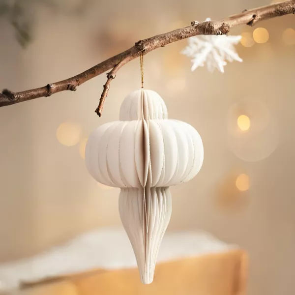 Adorno de Navidad colgante de papel (H20 cm) con cierre magn�tico Blanco