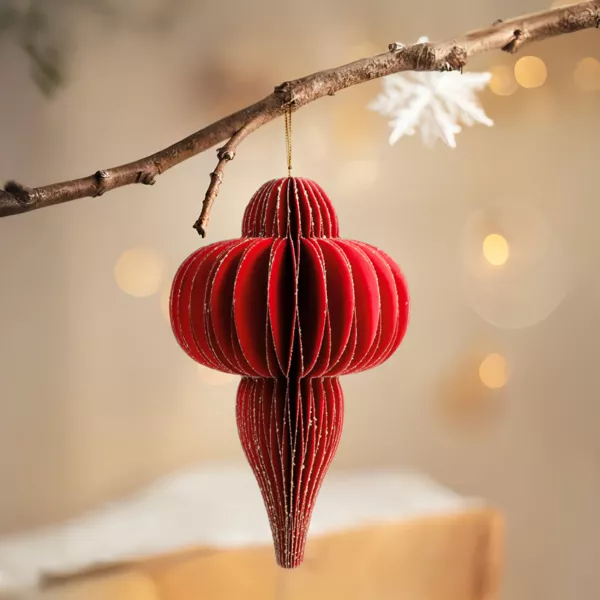 Kerstophanging van papier (H20 cm) Magnetische sluiting Rood