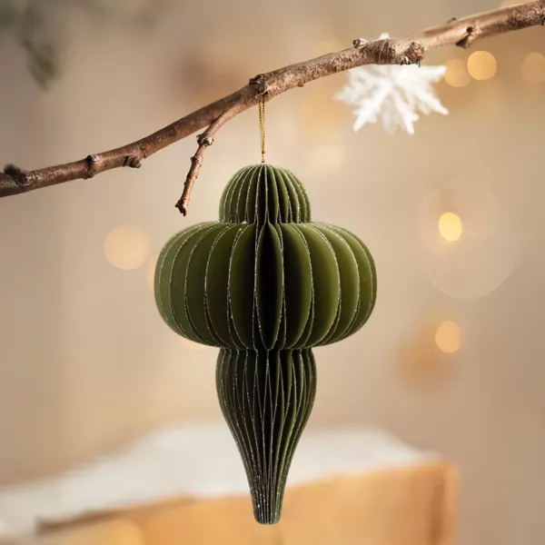 Decorazione natalizia da appendere in carta (H20 cm) con chiusura magnetica Verde rosmarino