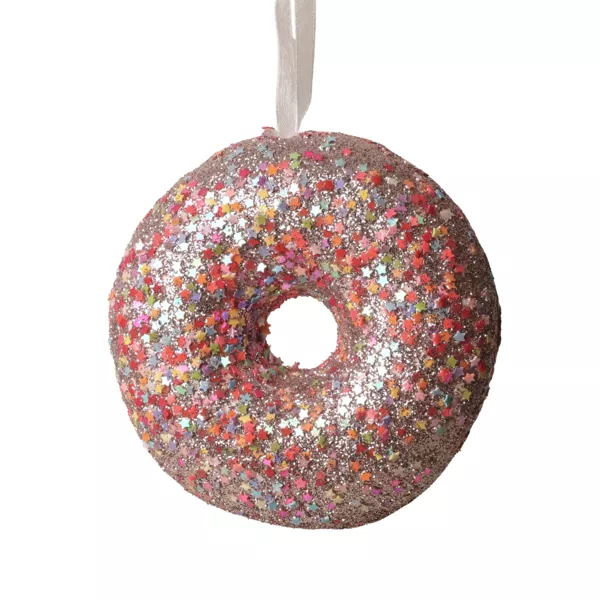 Weihnachtsdonut zum AufhÃ¤ngen (D9 cm) Glitzerndes rosa Leckerbissen