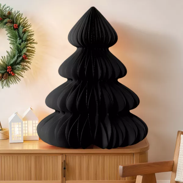 Papier-Weihnachtsbaum zum Aufstellen (H90 cm) Magnetverschluss Schwarz