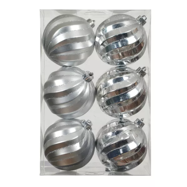 Lote de 6 bolas de Navidad (D80 mm) Glam chic Plata