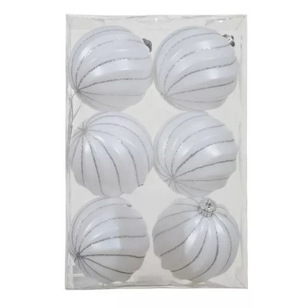 Conjunto de 6 bolas de Navidad (D80 mm) Glam chic Blanco