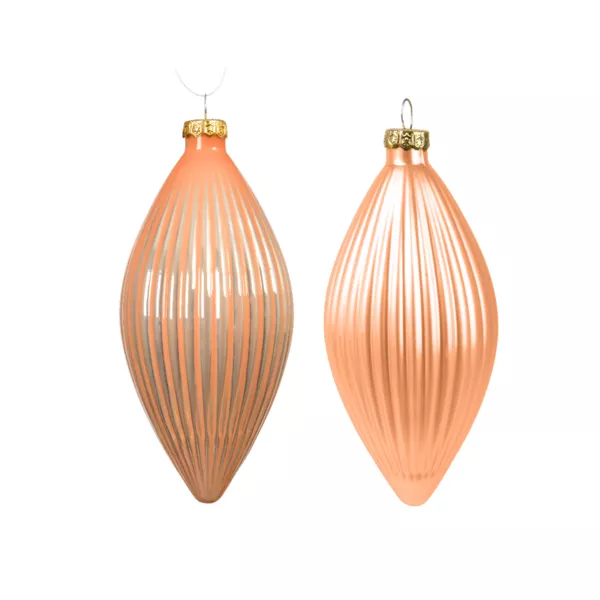 Lot de 3 boules de No�l en verre (D60 mm) Goutte pr�cieuse Rose p�che