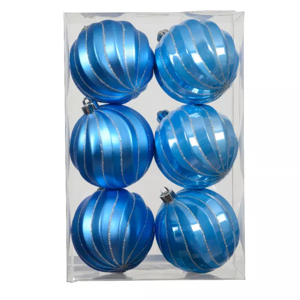 Lot de 6 boules de No�l (D80 mm) Glam chic Bleu ciel