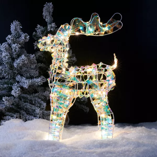 Lysende rensdyr med batteri 50 LED (H50 cm) Is Kold hvid