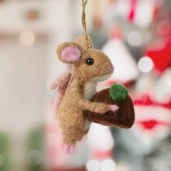 Weihnachtsanh?nger aus Wolle (H9 cm) M�uschen Natur