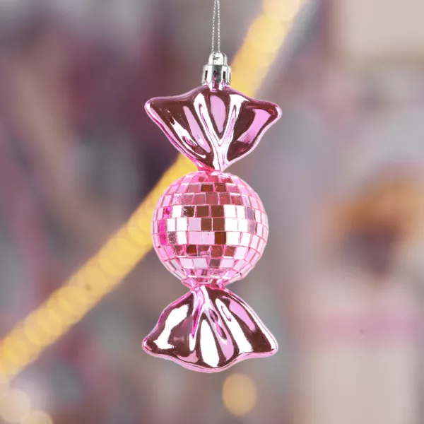 3er Set Weihnachtsanh�nger (H12 cm) Disco-Bonbons Rosa