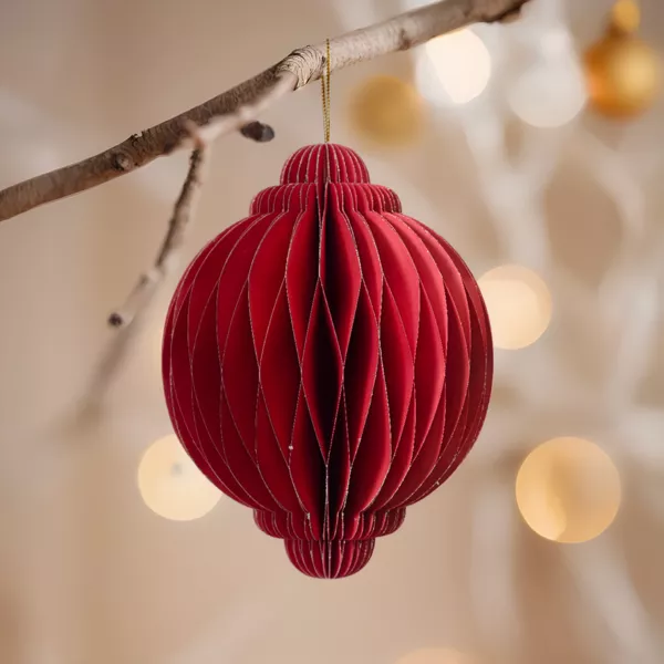 Sph�re en papier � suspendre (H15 cm) Fermeture Magn�tique Rouge