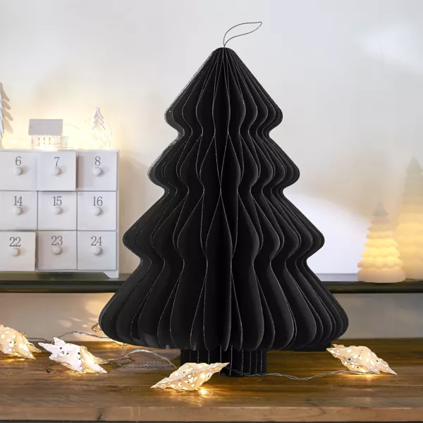Hangende papieren kerstboom (H40 cm) Magnetische sluiting Zwart