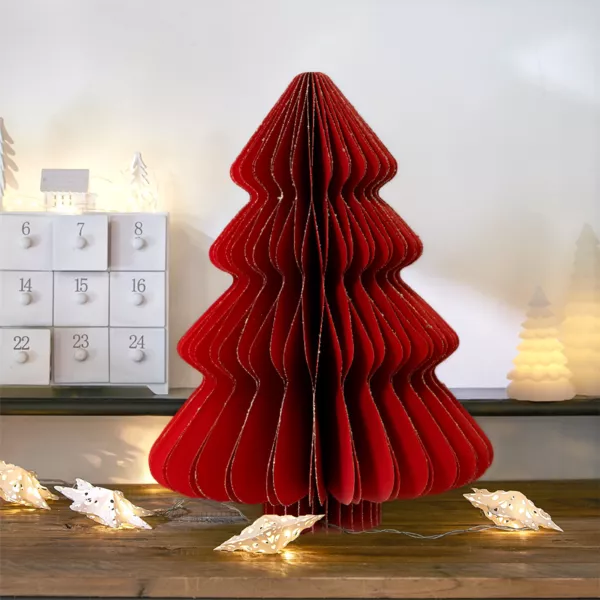 Sapin en papier � suspendre (H40 cm) fermeture Magn�tique Rouge