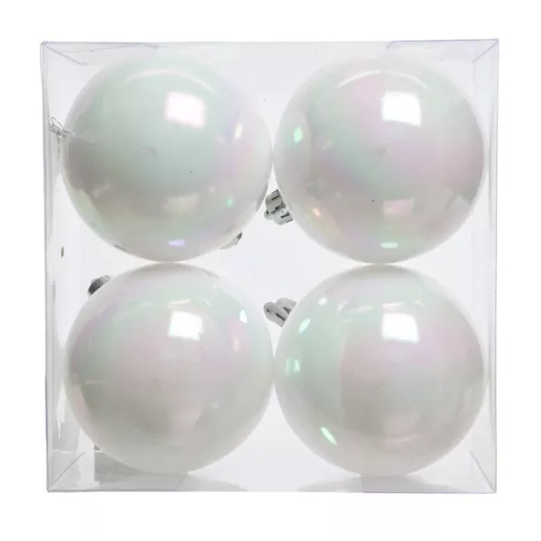 Lote de 4 bolas de Navidad (D100 mm) Aravis Blanco iridiscente