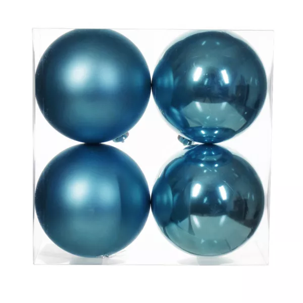Lot de 4 boules de No�l (D100 mm) Aravis Bleu p�tillant