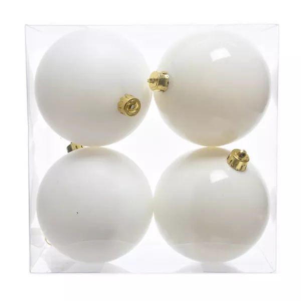 Lot de 4 boules de No�l (D100 mm) Aravis Blanc laine