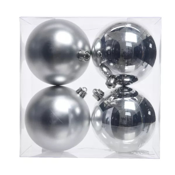 Lot de 4 boules de No�l (D100 mm) Aravis Argent