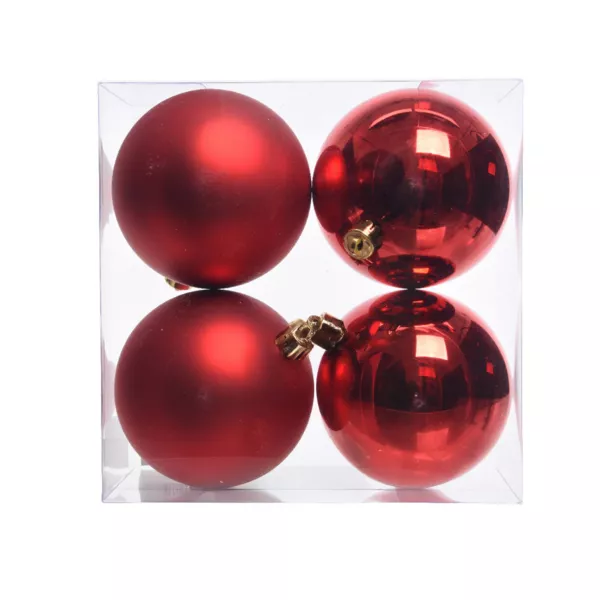 Lot de 4 boules de No�l (D100 mm) Aravis Rouge