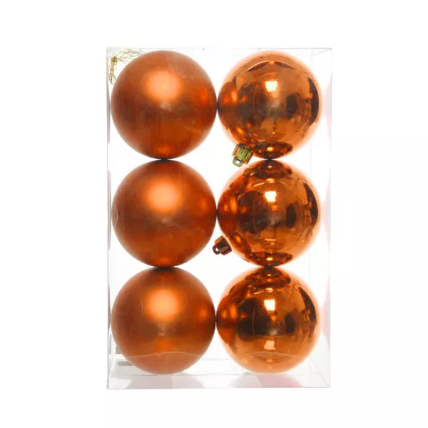 Lote de 6 bolas de Navidad (D80 mm) Aravis Naranja