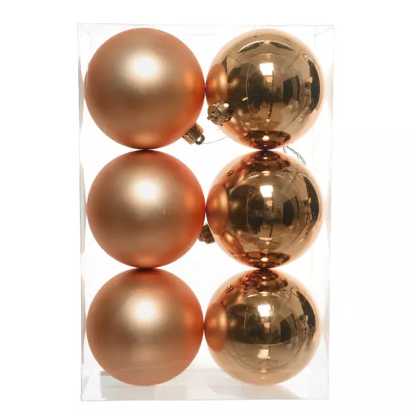 Lote de 6 bolas de Navidad (D80 mm) Aravis Cognac