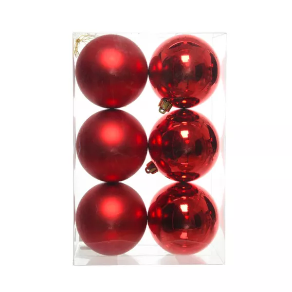 6er Set Weihnachtskugeln (D80 mm) Aravis Rot