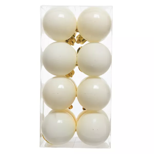 Lot de 16 boules de No�l (D40 mm) Aravis Blanc laine