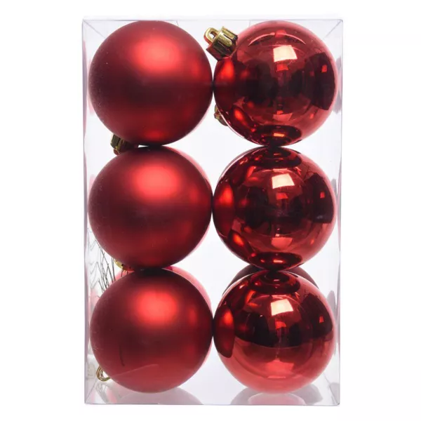 Set von 12 Weihnachtskugeln (D60 mm) Aravis Rot