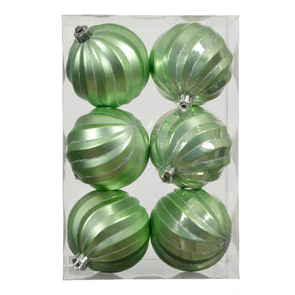 Lote de 6 bolas de Navidad (D80 mm) Glam chic Verde matcha