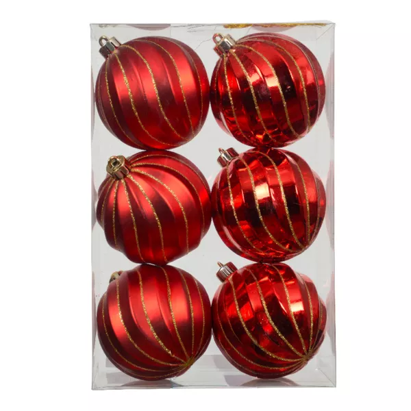 Set di 6 palline di Natale (D80 mm) Glam chic Rosso