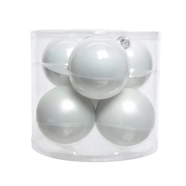Lote de 6 bolas de Navidad en vidrio (D80 mm) Myst Blanco 