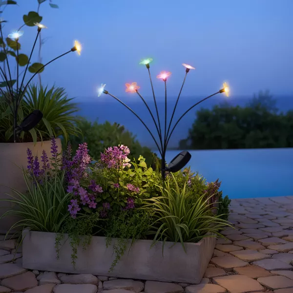 Decoraci�n luminosa Solar para clavar en el suelo (H70 cm) Flowers Multicolor