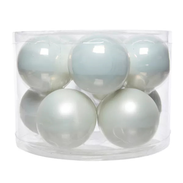 Lote de 10 bolas de Navidad de vidrio (D60 mm) Myst Blanco de invierno