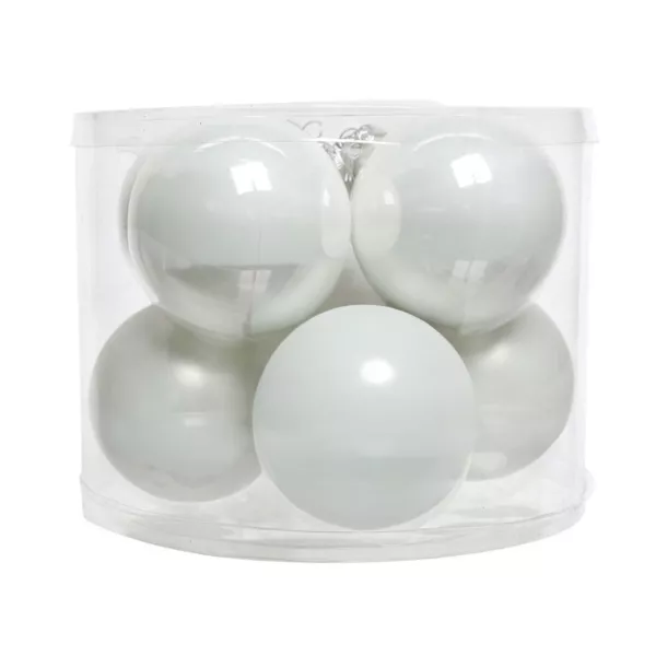 8er set Weihnachtskugeln aus Glas (D70 mm) Myst Wei� 