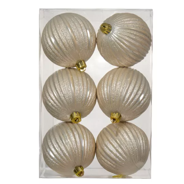Set van 6 Kerstballen (D80 mm) Glitter Parel
