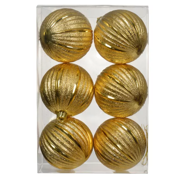 Lot de 6 boules de No�l (D80 mm) Glitter Or