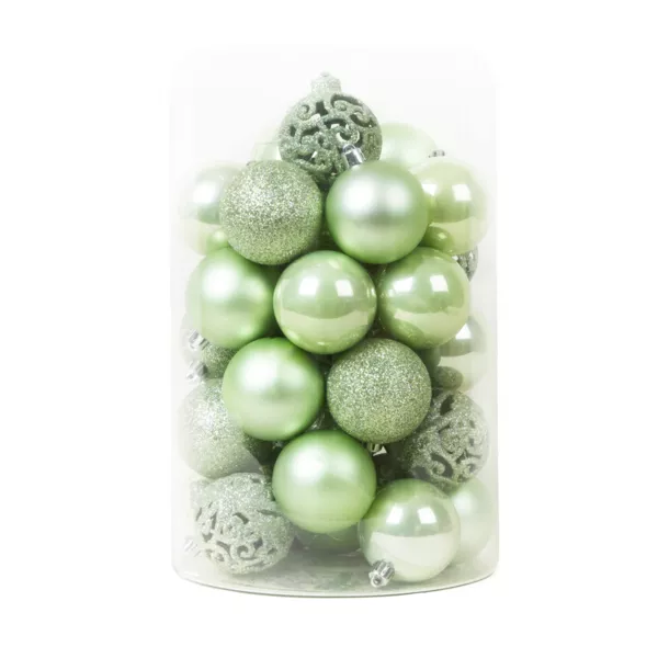 Lote de 35 bolas de Navidad (D60 mm) Aravis mix Verde Matcha