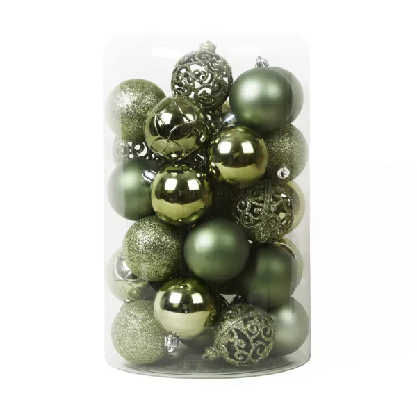 Set di 35 palline di Natale (D60 mm) Aravis mix Verde rosmarino