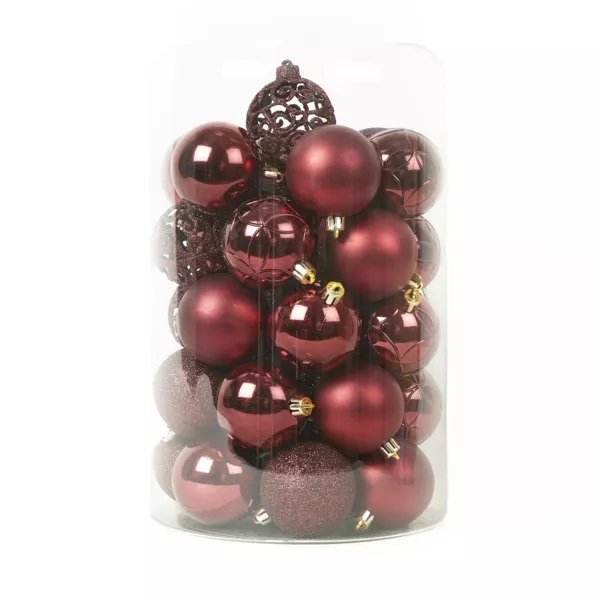 Set van 35 kerstballen (D60 mm) Aravis mix Bordeaux