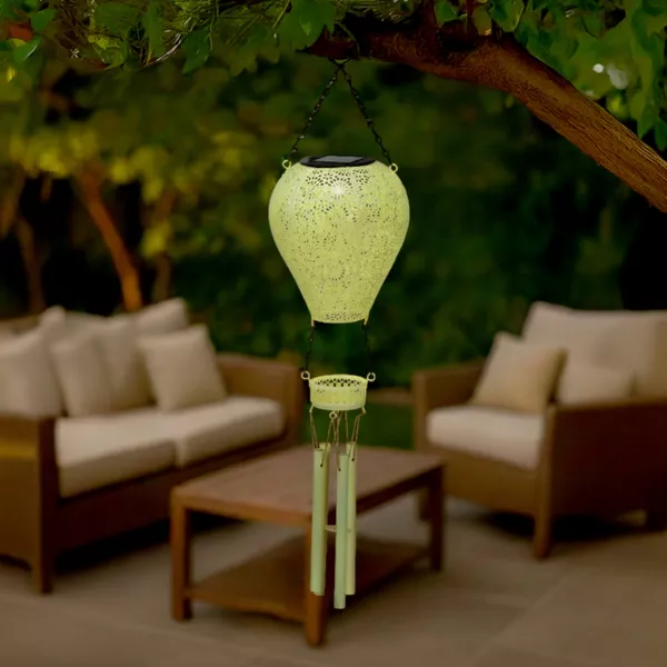 Suspension de jardin solaire LED (H56 cm) Montgolfi�re Jaune