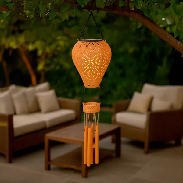 Solar-LED-Gartenh�ngeleuchte (H56 cm) Hei�luftballon Orange