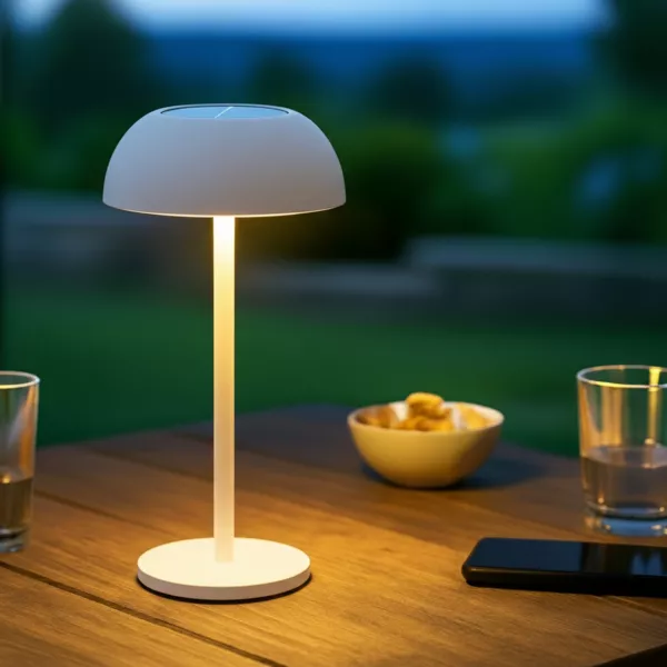 Lampe de table solaire LED (H33 cm) Malibu Blanc