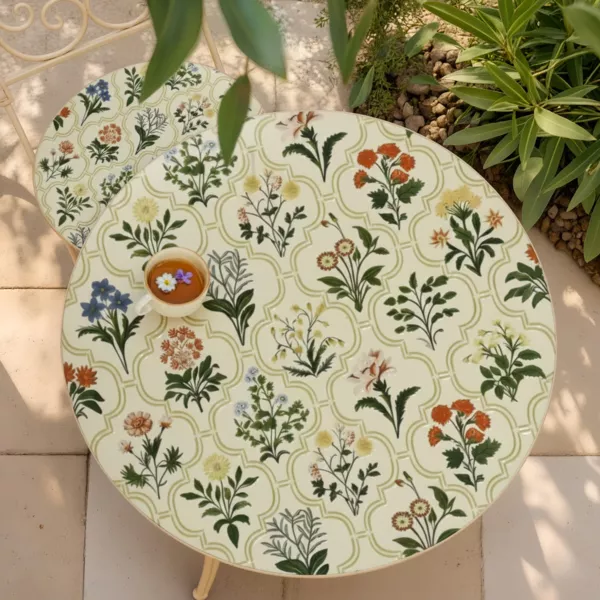 Ronde inklapbare bistrotafel in moza�ek (D58 cm) Coimbra Cr�me